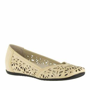 Easy Street Laser Cutout Slip On Flats Bone